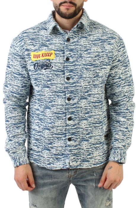 KLEEP ROX Mixed Jacquard Denim Shirt KW-5180M.INDIGO - Karmaloop