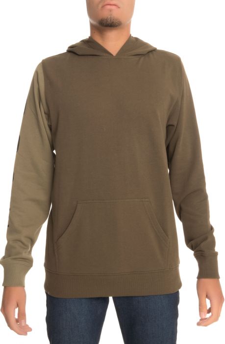 The Knockout Paneled Pullover Hoodie in Olive Olive