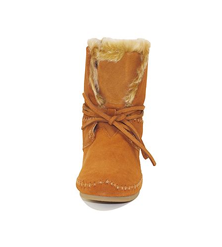 Toms for Women: Zahara Chestnut Suede Faux Hair Boots