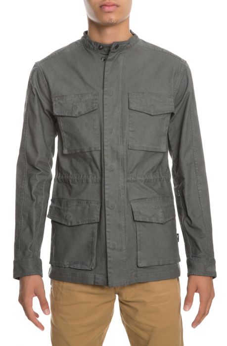 The Denzel Monk Collar M-65 Jacket Shirt in Grey