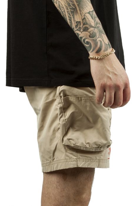 Smoke Rise Nylon Cargo Shorts WS24283SK-KHAKI - Karmaloop