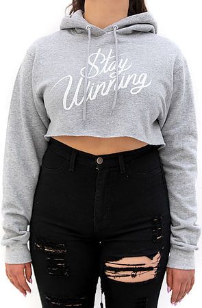 gray crop top hoodie