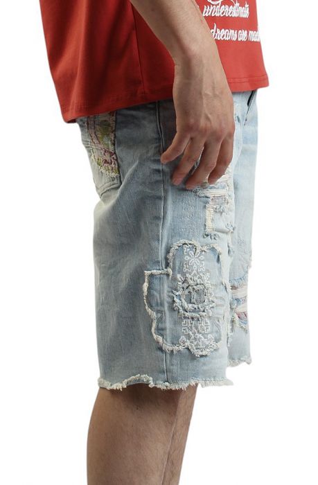 Smoke Rise Palermo Cut out Denim Shorts JS25214SK-PBLUE - Karmaloop