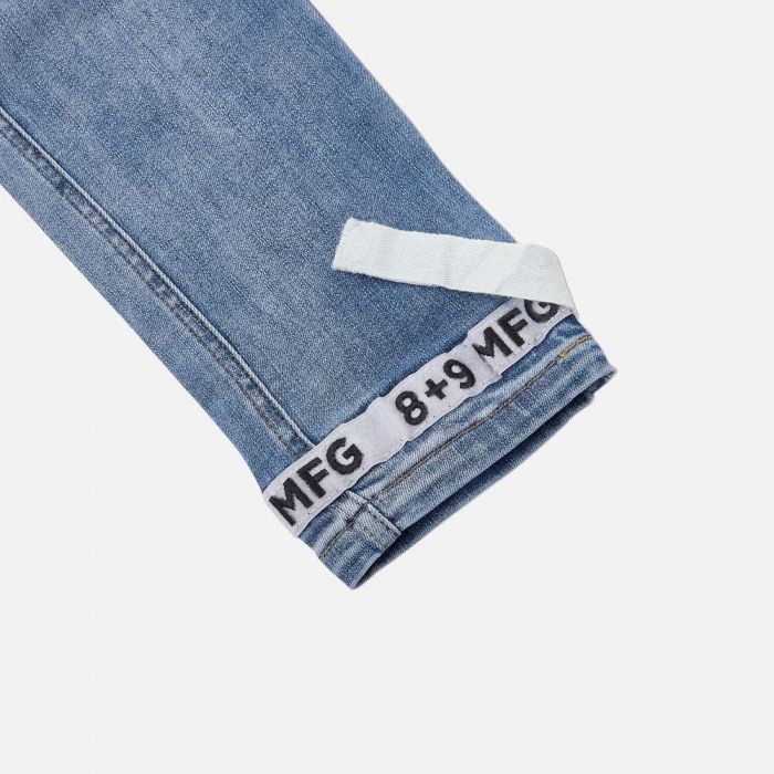 8&9 MFG Co. Strapped Up Slim Utility Medium Washed Jeans White PSTRPJLBL - Karmaloop