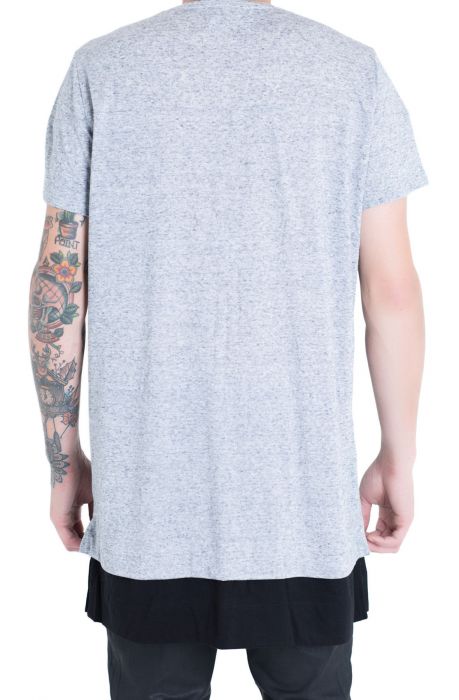 The SS Essential Layered Tee in Heather Grey & Black Heather