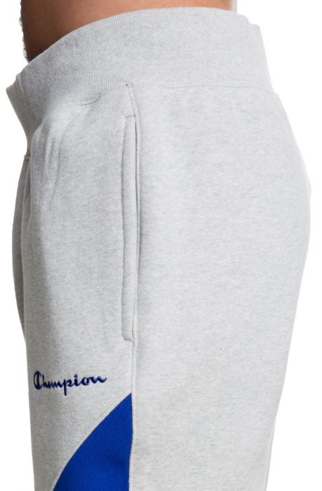 champion c logo reverse weave black & grey colorblock jogger sweatpants