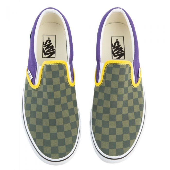 VANS Classic Slip-On Checkerboard in Olive Purple VN0A4BV3V9B - Karmaloop
