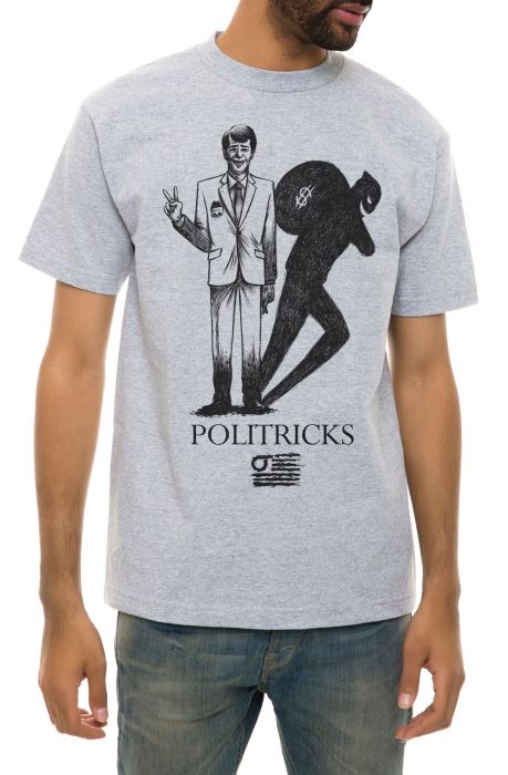 The Politricks Tee in Heather Grey