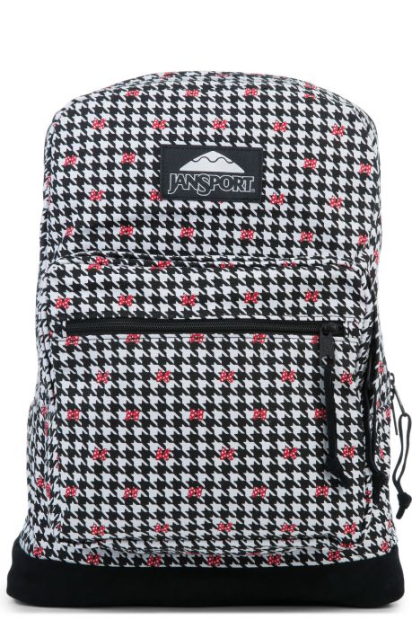 The JanSport x Disney Right Pack SE - Disney Minnie White Houndstooth in Black, White and Red
