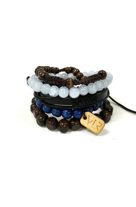 5 Stack in Navy and Brown