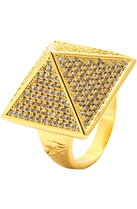 The 14K Yellow Gold CZ Pyramid Ring