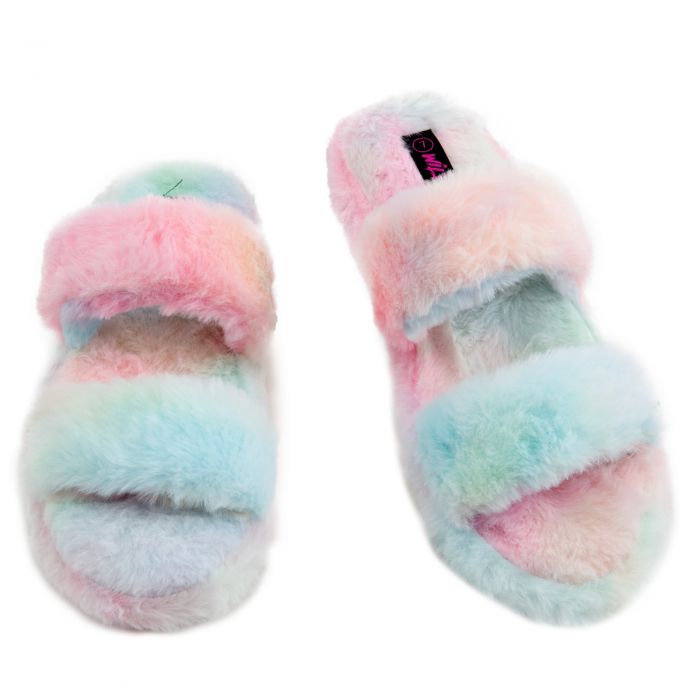 Candyfloss Candy Pink Fluffy Faux Fur Slippers