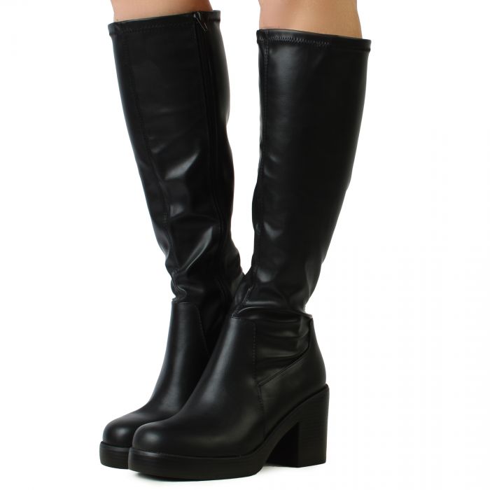 SOLE LA VIE Sonia- Knee High Heel Boot FD SONIA-S-ALLBLK - Karmaloop