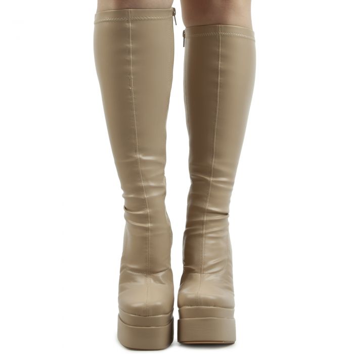 LILIANAS SHOES Ari-4 Nude Platform Heel Boots ARI-4-NUD - Karmaloop