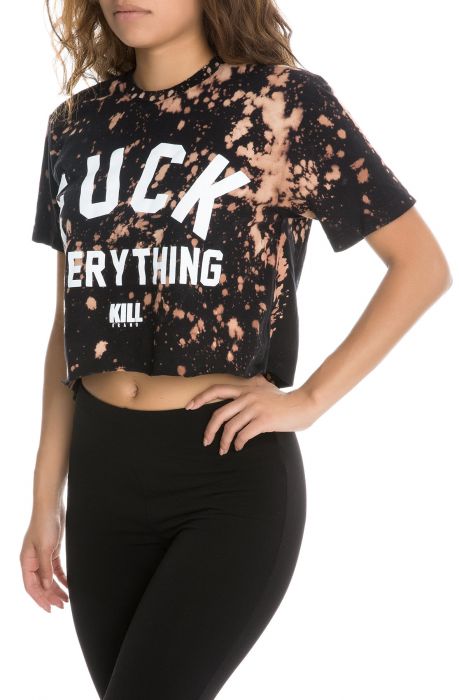 The F Everything Bleach Crop in Black