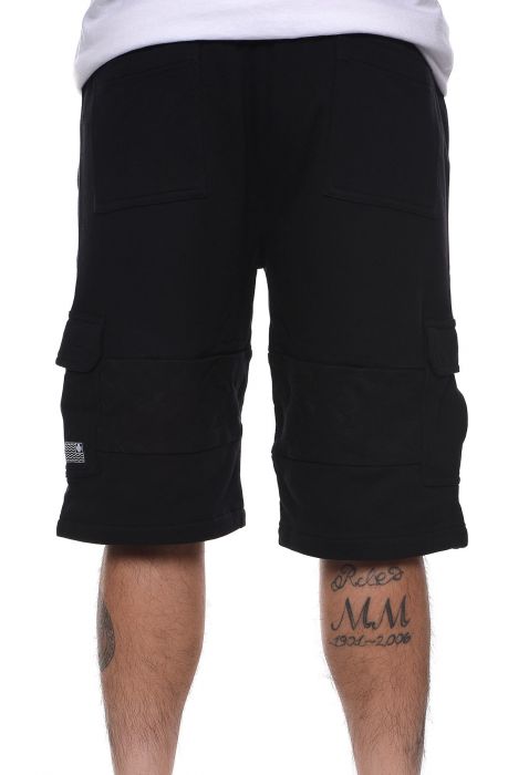 The Distressed Cargo Shorts in Black