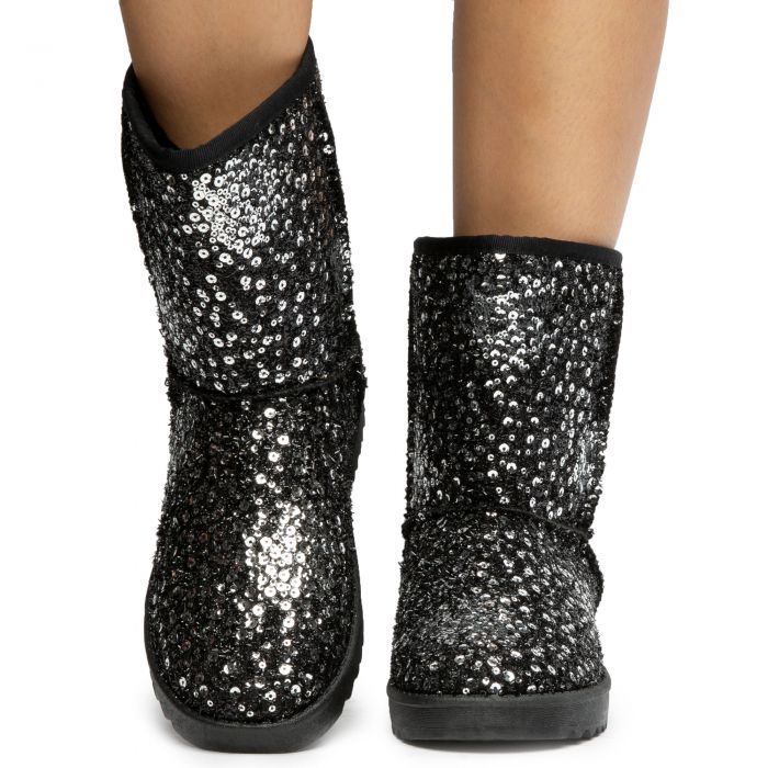 green sequin booties