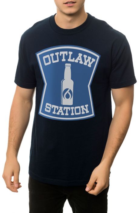 The Outlaw Station Tee in Navy