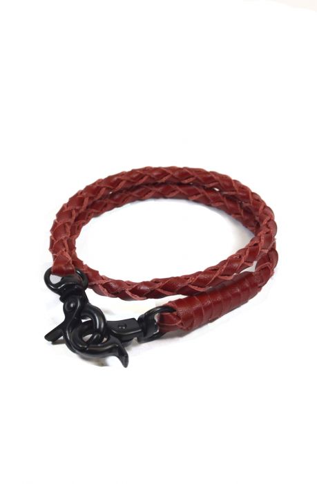 Leather Wrap Bracelet in Black and Red