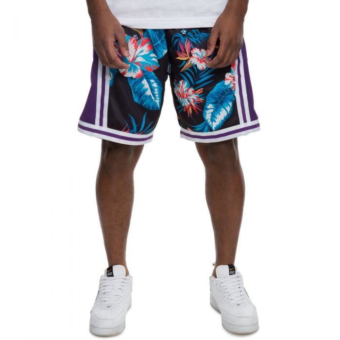 MITCHELL & NESS LAKERS FLORAL SWINGMAN SHORTS SMSHNG18271-LALBLCK96 ...