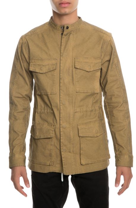 The Denzel Monk Collar M-65 Jacket Shirt in Khaki