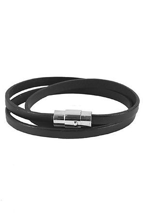 The Trifecta Leather Bracelet - Black & Chrome