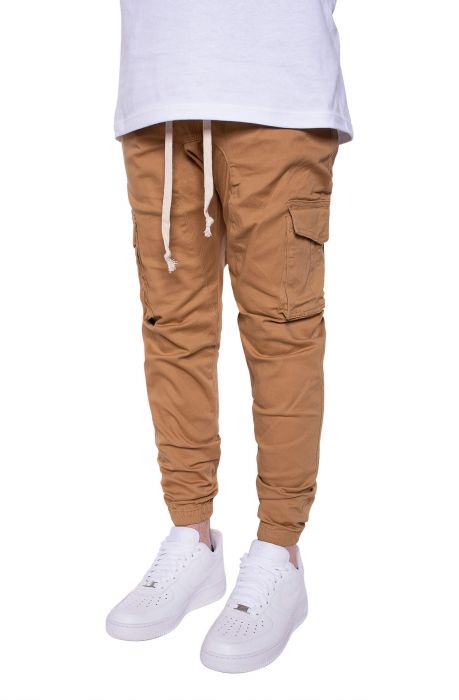 SEIZE&DESIST Cargo Twill Joggers in Dark Wheat SD2173-DKWHEAT - Karmaloop