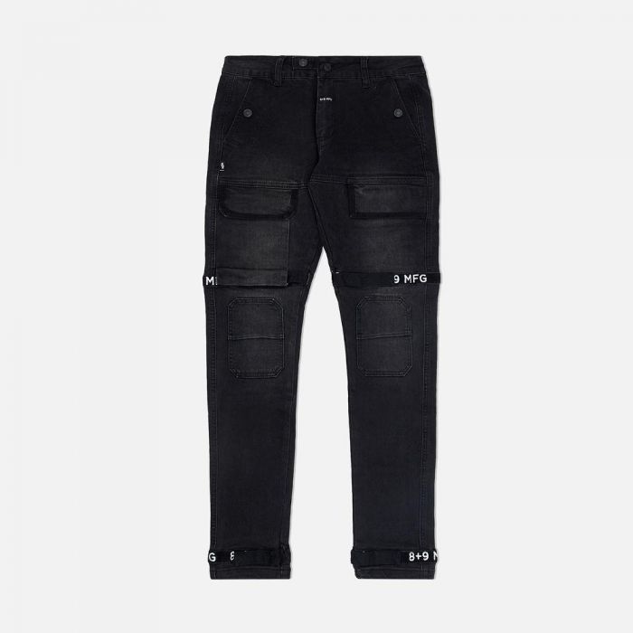 8&9 MFG CO. Black Denim Strapped Up Utility Pants PSBDENBLK