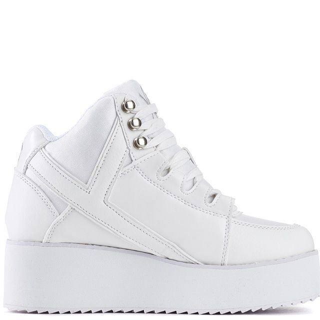 Y.R.U. for Women: Qozmo Low Key White Platform Sneakers