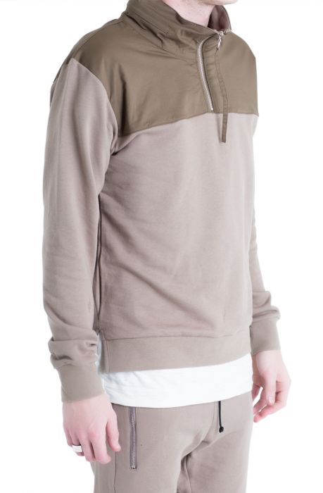 The Major Color Block Hoodie in Taupe