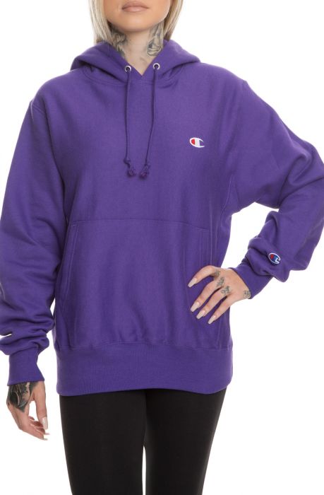 The Reverse Weave Pullover Hoodie in Purple