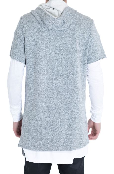The LS Essential Layered Hoodie w/ Sleeve Zips in Heather Grey & White