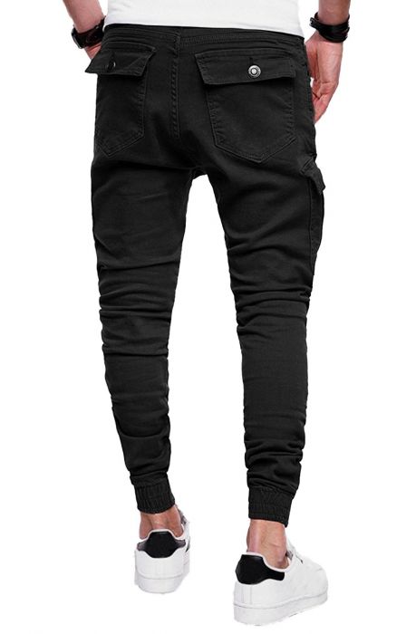 black ruched joggers