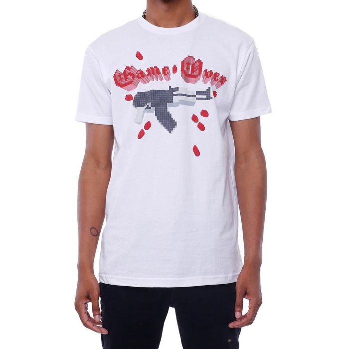 The Game Over T-Shirt in White and Maroon 6