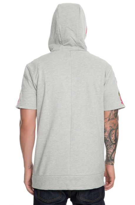 The Napier Short Sleeve Pullover Hoodie in Light Grey