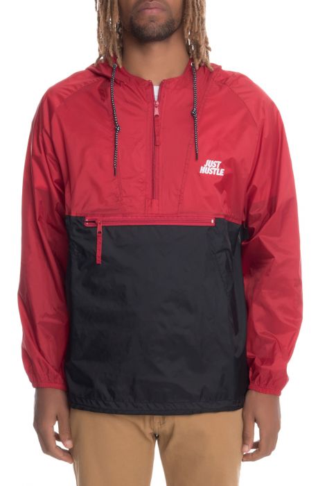 The Just Hustle 2-Tone Windbreaker in Red and Black