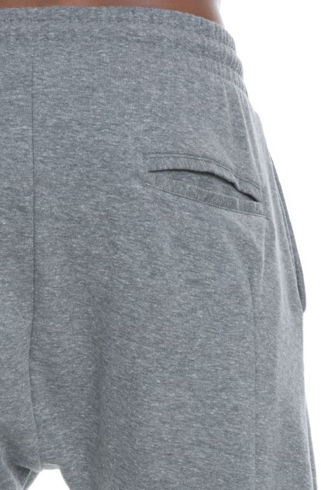 The Haru Drop Crotch Fleece Shorts in Tri Blend Grey