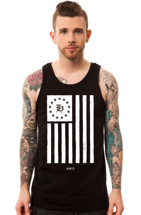 The USA Flag Tank Top in Black