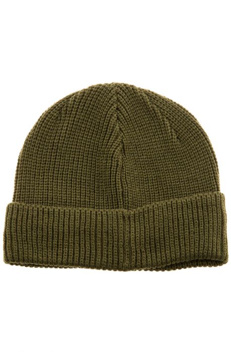 The Rebel Flag Pin Ribbed Beanie in Olive