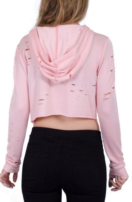 Fiona Distressed Crop Top in Pink