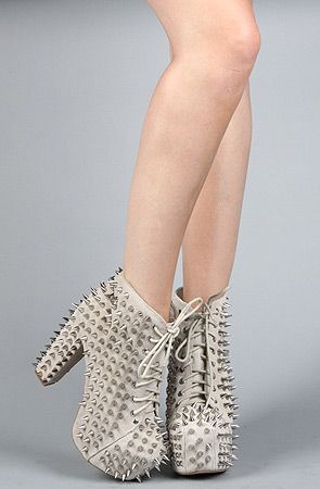 The Spike Lita Shoe in Nude Suede and Silver