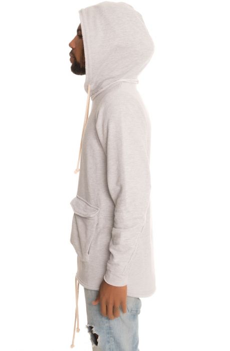 The Cargo Drop Tail Hoodie in Heather Grey