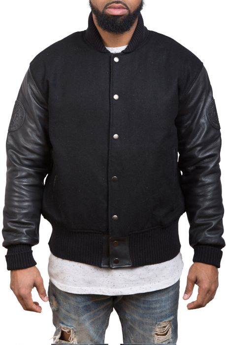 Vintage Varsity Jacket | Black Blank