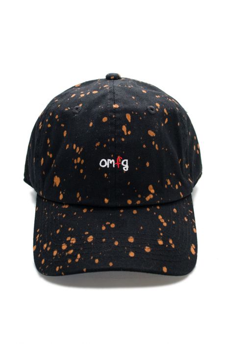The omfg Dad Hat in Black and Orange
