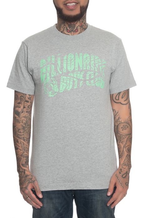 The Topographic Arch Logo Tee in Heather Gray and Mint