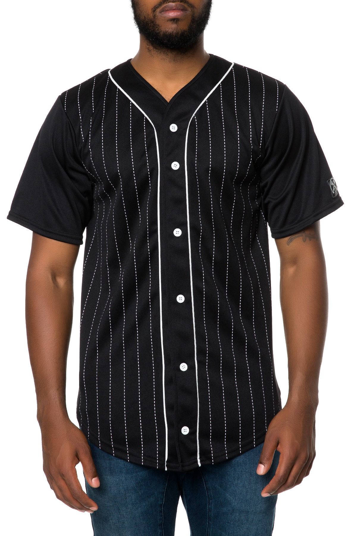 Civil Shirt Pin Stripe Baseball Jersey Black
