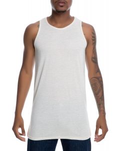 The King Straight Hem Elongated Tank in Tan Stripes