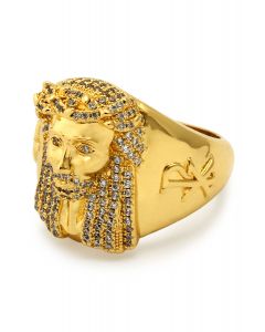 The King Ice 14K Gold Jesus CZ Ring-9 in Gold