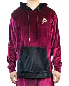 Stay Winning Embroidered Velour Maroon Hoodie