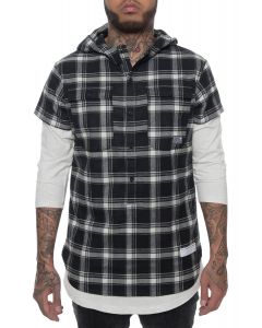 The Foreign Plaid Buttondown Hoodie in Black